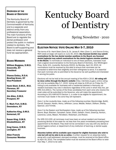 Required Address Changes Kentucky Board Of Dentistry