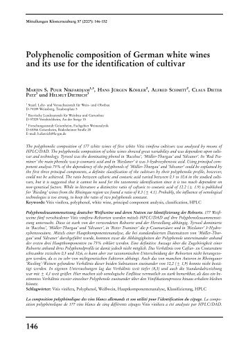 Polyphenolic composition of German white wines and its use for the ...