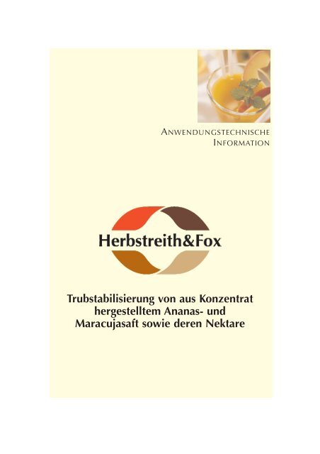 Trubstabilisierung von aus Konzentrat ... - Herbstreith & Fox