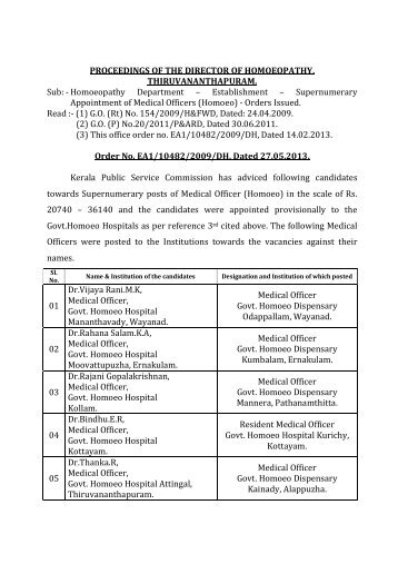 Posting order of Medical Officers-Order dated 27-5-2013