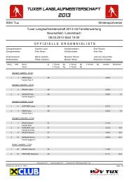 Ergebnisliste Langlaufmeisterschaft 2013 - Wintersportverein Tux