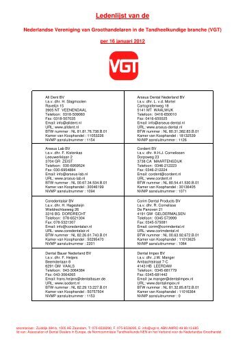 Ledenlijst van de - VGT