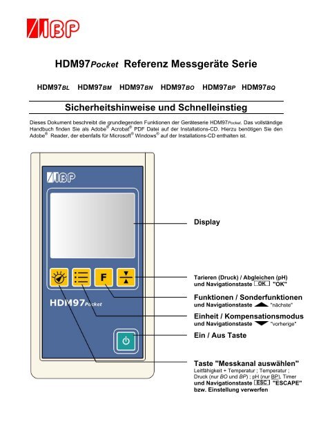 HDM97Pocket Referenz MessgerÃ¤te Serie - IBP Medical