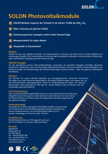SOLON Photovoltaikmodule