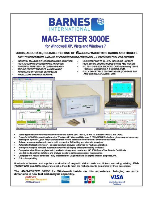 MAG-TESTER 3000E Encoded magstripe analyser - Barnes ...