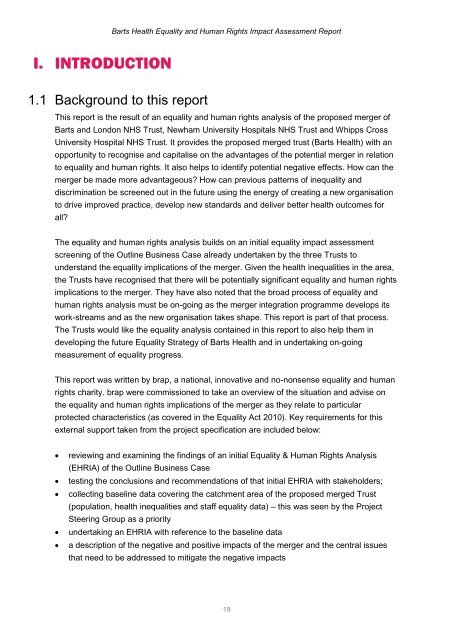 Barts Health Equality and Human Rights Impact Assessment Report