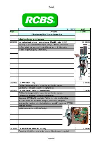 RCBS 18.12.2006 MOC ÄÃ­slo PoloÅ¾ka s DPH PÅi vaÅ¡em vÃ½bÄru VÃ¡m ...