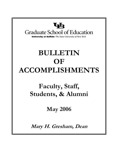 bulletin of accomplishments - UB Graduate School of Education ...