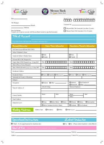 Bank Account Application Form Pdf
