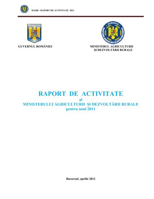 raport de activitate - MADR - Ministerul Agriculturii si Dezvoltarii Rurale