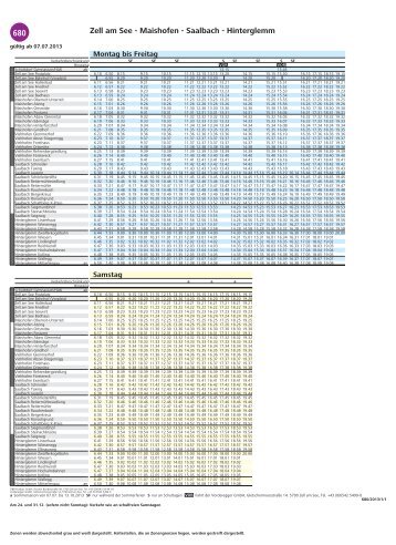 Fahrplan Postbus Linie 680 - Saalbach