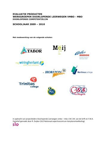 Evaluatie Producten werkgroepen DL 2009 â 2010 - ROC Horizon ...