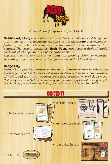 Bang Dodge City Rules (PDF) - daVinci Games