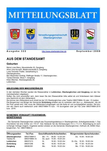 aus dem standesamt - Verwaltungsgemeinschaft Oberbergkirchen