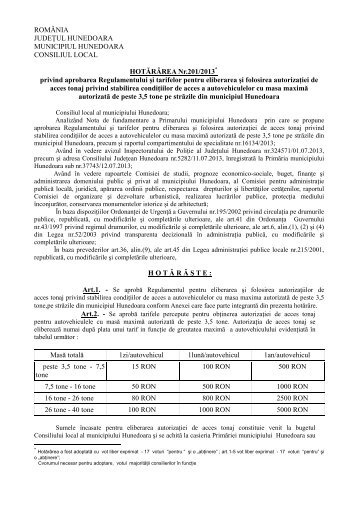 HCL 201-2013.pdf - Primaria Municipiului Hunedoara