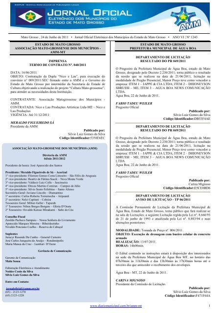 Ano 6 - Nº 1243 - 24/06/2011 - Associação Matogrossense dos ...