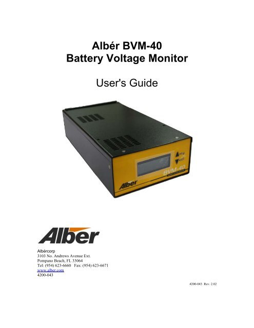 AlbÃ©r BVM-40 Battery Voltage Monitor User's Guide - Alber