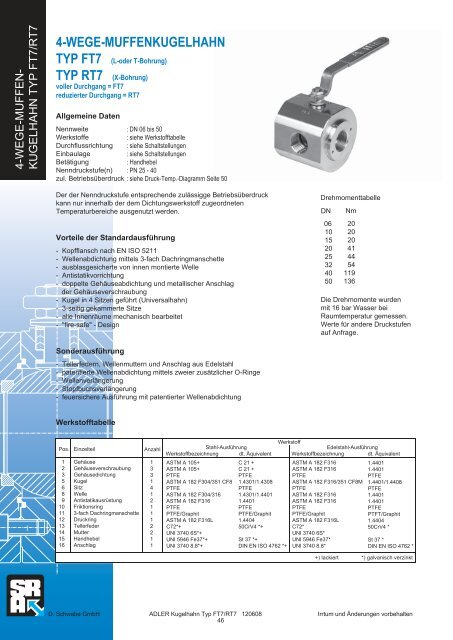 Katalog ADLER Kugelhähne - Dietrich Schwabe