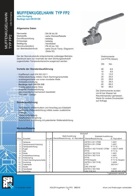 Katalog ADLER Kugelhähne - Dietrich Schwabe