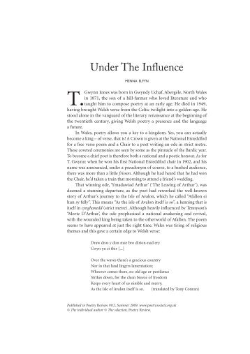 Under The Influence - The Poetry Society