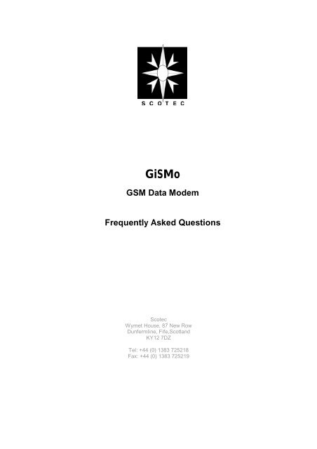 GSM Data Modem Frequently Asked Questions - Scotec - GiSMo ...