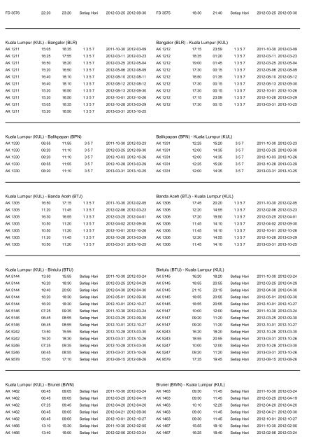 Jadwal penerbangan