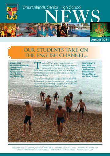 our students take on the english channel... - Churchlands Senior ...