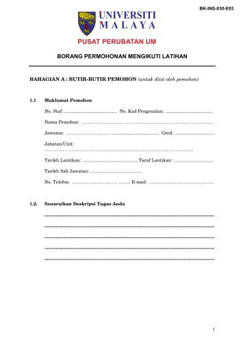 BORANG PERMOHONAN MENGIKUTI LATIHAN