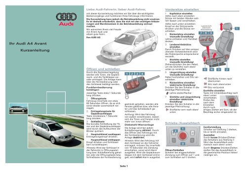 Ihr Audi A4 Avant Kurzanleitung