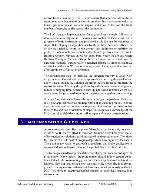 Programmable Controllers: Theory and Implementation