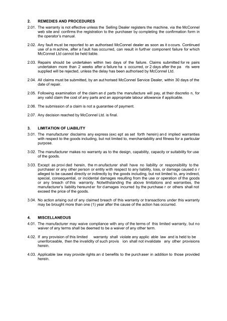 PA50, 55 & 60 ECO MK2 - Operator Manual - McConnel