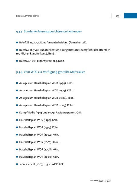 Der WDR als Kulturakteur Anspruch - Deutscher Kulturrat