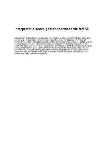 Interpretatie score gestandaardiseerde MMSE - VMS