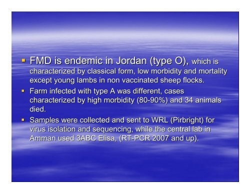 FMD IN JORDAN By - Middle East - OIE