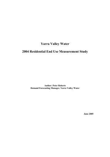 Yarra Valley Water 2004 Residential End Use Measurement Study