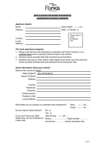 application form for work