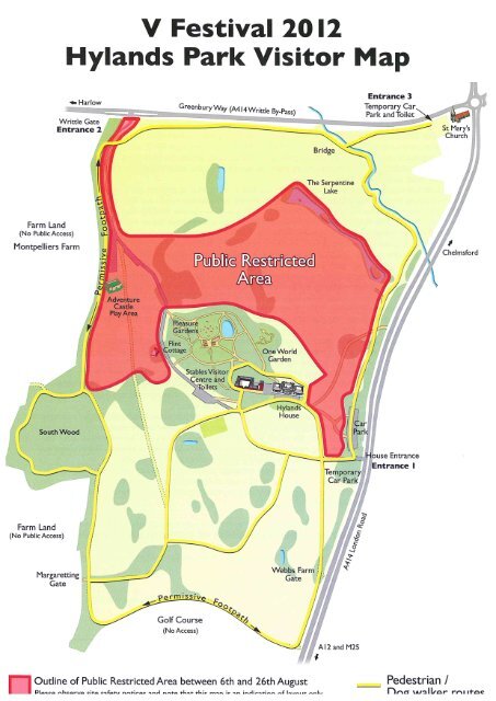 Map Of Hylands Park Chelmsford V Festival 20L2 Hylands Park Visitor Map - Chelmsford Borough ...