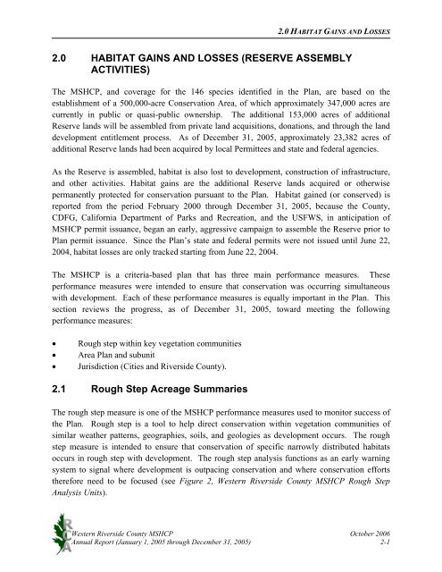 Annual Report 2005 (62.7MB) - Western Riverside County Regional ...