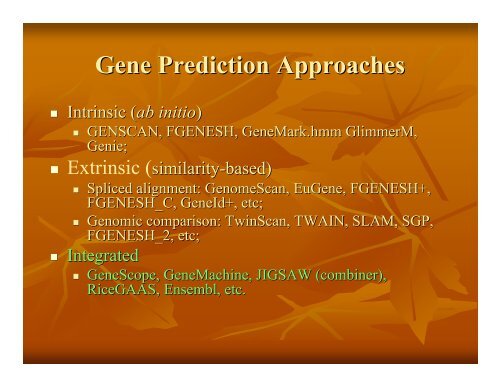 Eukaryotic Gene Prediction - Rice Genome Annotation Project