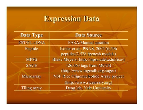 Eukaryotic Gene Prediction - Rice Genome Annotation Project