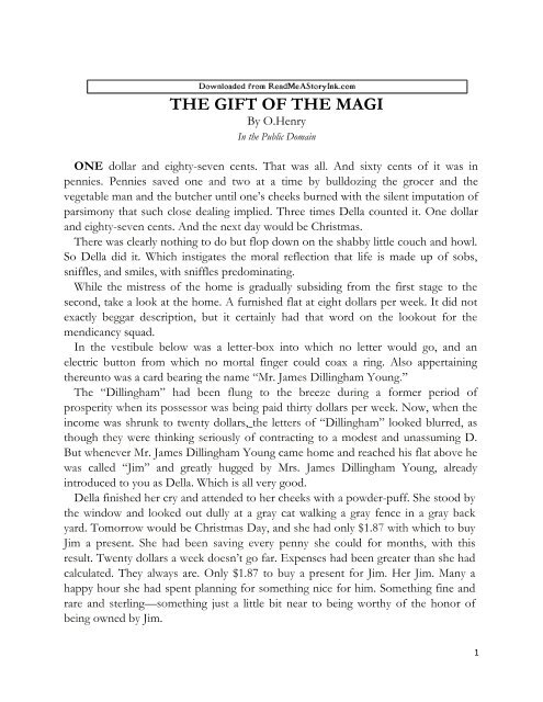 SS The Gift of the Magi - Read Me A Story, Ink.