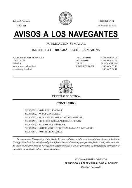 avisos a los navegantes - Armada EspaÃƒÂ±ola - Ministerio de Defensa