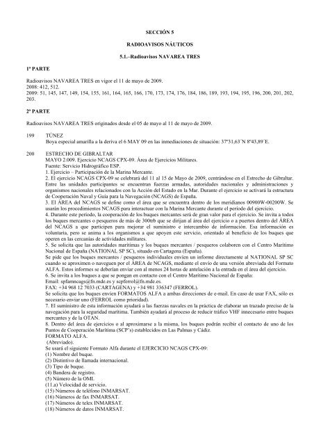 avisos a los navegantes - Armada EspaÃƒÂ±ola - Ministerio de Defensa