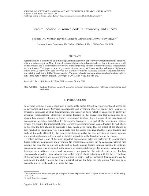 Feature Location in Source Code - A Taxonomy and Survey.pdf