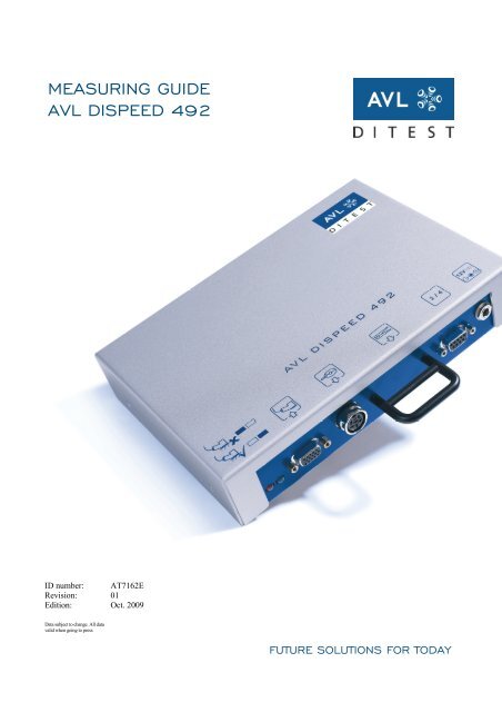 MEASURING GUIDE AVL DISPEED 492 - AVL DiTEST