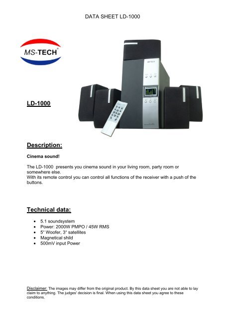LD-1000 Description: Technical data: - MS-Tech