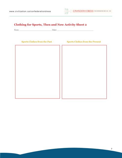 Lesson Plan: Clothing for Sports Activity Sheet: Clothing for Sports ...