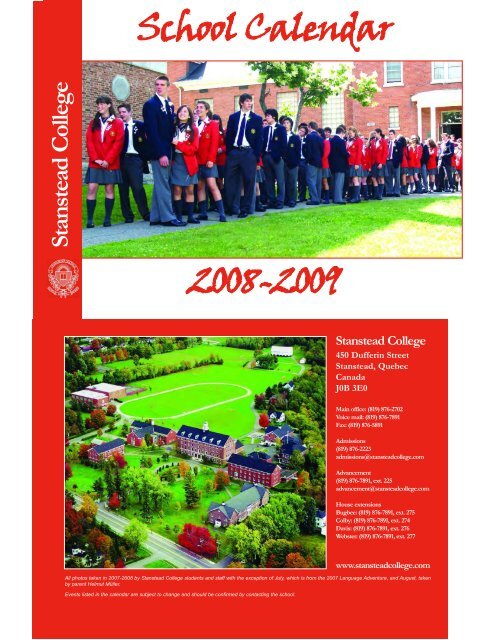 School Calendar 2008-2009 - Stanstead College