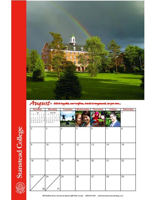 School Calendar 2008-2009 - Stanstead College