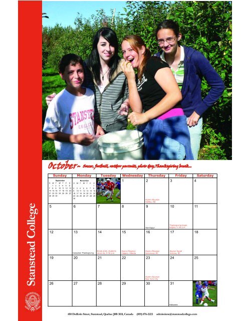 School Calendar 2008-2009 - Stanstead College